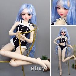 New Full Set BJD Doll 1/3 56cm Ball Jointed Girls Dolls with Blue Hair Assembled