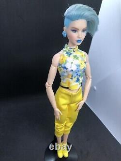 OOAK Barbie Looks Model # 8 Doll Made To Move Body Lip Repaint Blue Hair Pixie