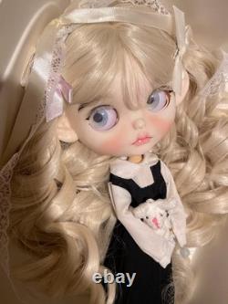 OOAK Custom Blythe Doll Blonde Curly Wig Full Set With Outfit Collectible Toys