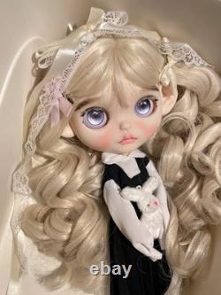 OOAK Custom Blythe Doll Blonde Curly Wig Full Set With Outfit Collectible Toys