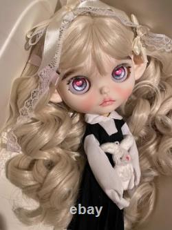 OOAK Custom Blythe Doll Blonde Curly Wig Full Set With Outfit Collectible Toys