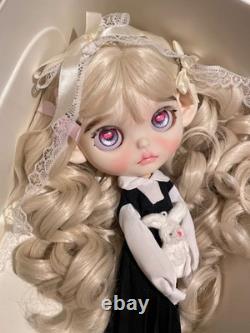 OOAK Custom Blythe Doll Blonde Curly Wig Full Set With Outfit Collectible Toys