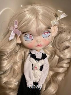 OOAK Custom Blythe Doll Blonde Curly Wig Full Set With Outfit Collectible Toys