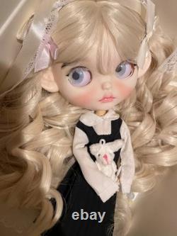 OOAK Custom Blythe Doll Blonde Curly Wig Full Set With Outfit Collectible Toys