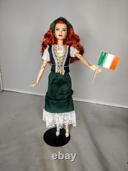 OOAK Looks Model #13 Redhead Doll Wearing Green Vest Skirt Irish Flag of Ireland