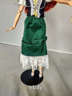 OOAK Looks Model #13 Redhead Doll Wearing Green Vest Skirt Irish Flag of Ireland