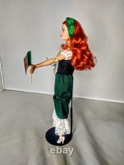 OOAK Looks Model #13 Redhead Doll Wearing Green Vest Skirt Irish Flag of Ireland