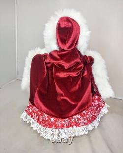 OOAK Red Fur Cape Winter Christmas Caroler Fashion Doll Holiday Snowflake Dress