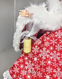 OOAK Red Fur Cape Winter Christmas Caroler Fashion Doll Holiday Snowflake Dress