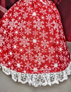 OOAK Red Fur Cape Winter Christmas Caroler Fashion Doll Holiday Snowflake Dress
