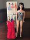 Original Mattel 1959 Brunette Ponytail #1 Barbie Doll Box, Swimsuit, Stand, Etc