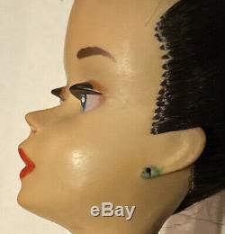 Original Vintage #3 Brunette Ponytail Barbie TM Box Stand 1959 NIPPLES