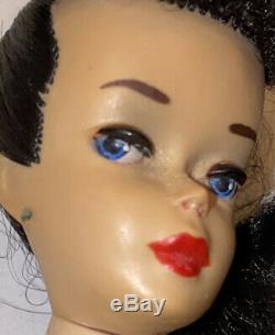 Original Vintage #3 Brunette Ponytail Barbie TM Box Stand 1959 NIPPLES