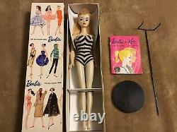 PRETTY #3 BLONDE PONYTAIL BARBIE With #2 BODY WithNIPPLES, TM STAND, R BOX