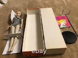 PRETTY #3 BLONDE PONYTAIL BARBIE With #2 BODY WithNIPPLES, TM STAND, R BOX