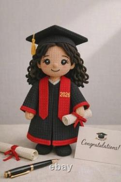 Personalized Name Handmade Crochet Graduation Doll, Amigurumi Graduate Gift Personalized Name Handmade Crochet Graduation Doll, Amigurumi Graduate Gift