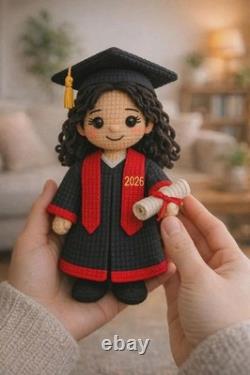 Personalized Name Handmade Crochet Graduation Doll, Amigurumi Graduate Gift