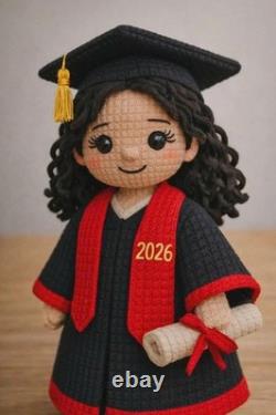 Personalized Name Handmade Crochet Graduation Doll, Amigurumi Graduate Gift
