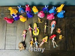 Polly pocket Disney Princess Doll Dress Lot Vintage Merida Tiana Belle Anna Abu