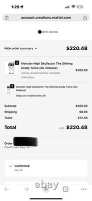 Presale Monster High Skullector 2025 The Shining Grady Twins 45th Anniversary