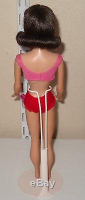 Pretty Vintage Brunette Midge Doll with original swimsuit, box, wrist tag, stand