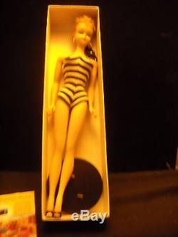Rare Original 1959 Blond Barbie In Box With Pedestal