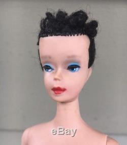 RARE Vintage Brunette #4 Ponytail Barbie Doll with Factory Bun Updo