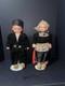 Rare Vintage Mechanical Folk Doll Pair 18 Composition Heads Wood Bodies Working