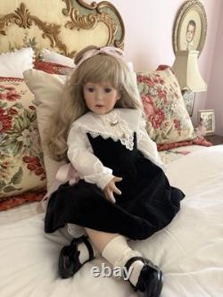 Rare! 28 Inch Shay By Donna Rubert Porcelain Doll With Black Velvet Pinafore