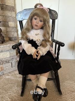 Rare! 28 Inch Shay By Donna Rubert Porcelain Doll With Black Velvet Pinafore