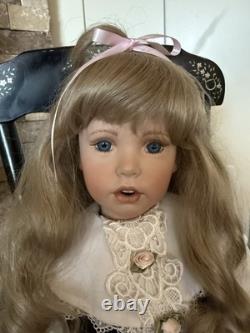 Rare! 28 Inch Shay By Donna Rubert Porcelain Doll With Black Velvet Pinafore