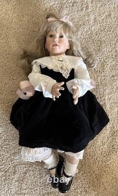 Rare! 28 Inch Shay By Donna Rubert Porcelain Doll With Black Velvet Pinafore