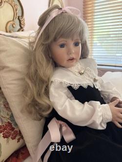 Rare! 28 Inch Shay By Donna Rubert Porcelain Doll With Black Velvet Pinafore