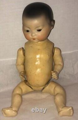 Rare Antique AM353 Asian Character Baby Doll Circa 1913 Germany 11in Bisque Head