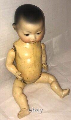 Rare Antique AM353 Asian Character Baby Doll Circa 1913 Germany 11in Bisque Head