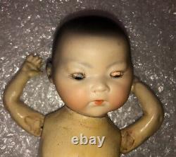 Rare Antique AM353 Asian Character Baby Doll Circa 1913 Germany 11in Bisque Head