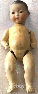 Rare Antique AM353 Asian Character Baby Doll Circa 1913 Germany 11in Bisque Head