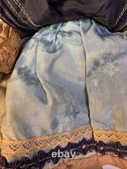 Rare Antique Doll Painted Cloth Face. Original Condition. Typical Clothing. 16.5