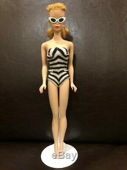 Rare Vintage 1959 #1 Original Barbie Doll With Swimsuit And Sunglasses