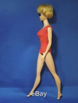 Rare Vintage 1962 Barbie Doll No. 850 Blond Bubble Haircut Red Swimsuit Japanese