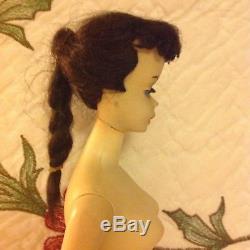 Rare Vintage # 3 Brunette Factory Braid Ponytail Barbie Doll Check Her Out L@@k