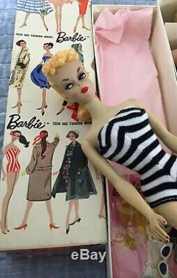 Rare Vintage OOAK Hand Painted 1959 #1 Blond Ponytail Barbie with TM Box
