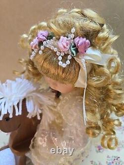 Rare Vtg Porcelain Doll On Rocking Horse Emily Crowne Collection #9814029