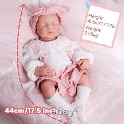 Reborn Baby Doll Silicone Full Body Lifelike Newborn Toy Girl Doll 17.5 Inch