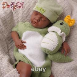 Reborn Baby Dolls Silicone Full Body 18.11 Realistic Newborn Baby Dark Brown