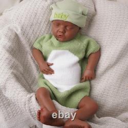 Reborn Baby Dolls Silicone Full Body 18.11 Realistic Newborn Baby Dark Brown
