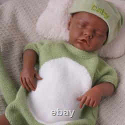 Reborn Baby Dolls Silicone Full Body 18.11 Realistic Newborn Baby Dark Brown