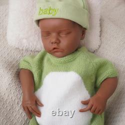 Reborn Baby Dolls Silicone Full Body 18.11 Realistic Newborn Baby Dark Brown