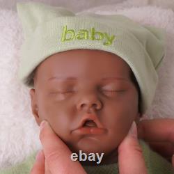Reborn Baby Dolls Silicone Full Body 18.11 Realistic Newborn Baby Dark Brown