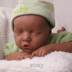 Reborn Baby Dolls Silicone Full Body 18.11 Realistic Newborn Baby Dark Brown